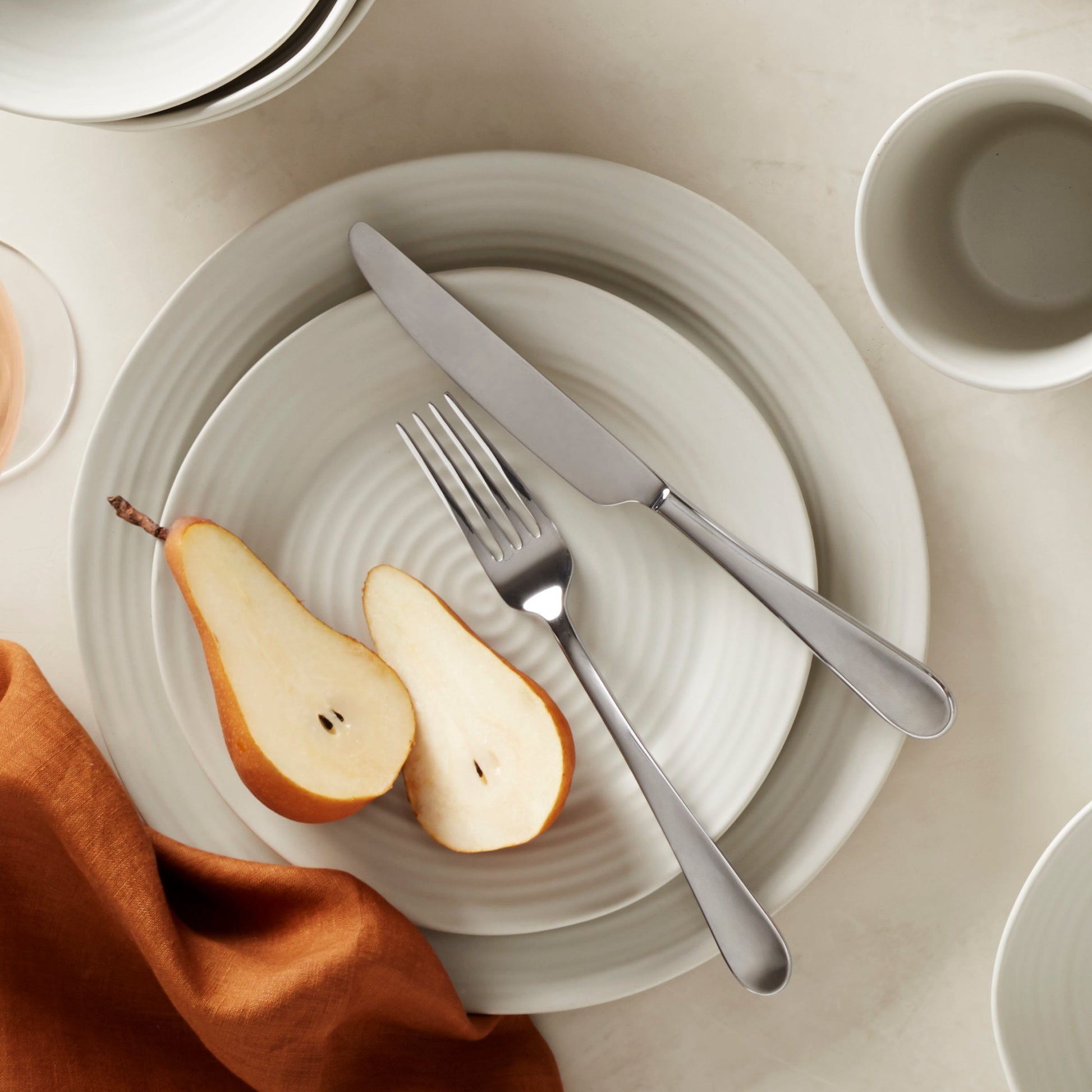 Ridge White 12-Piece Dinnerware Set