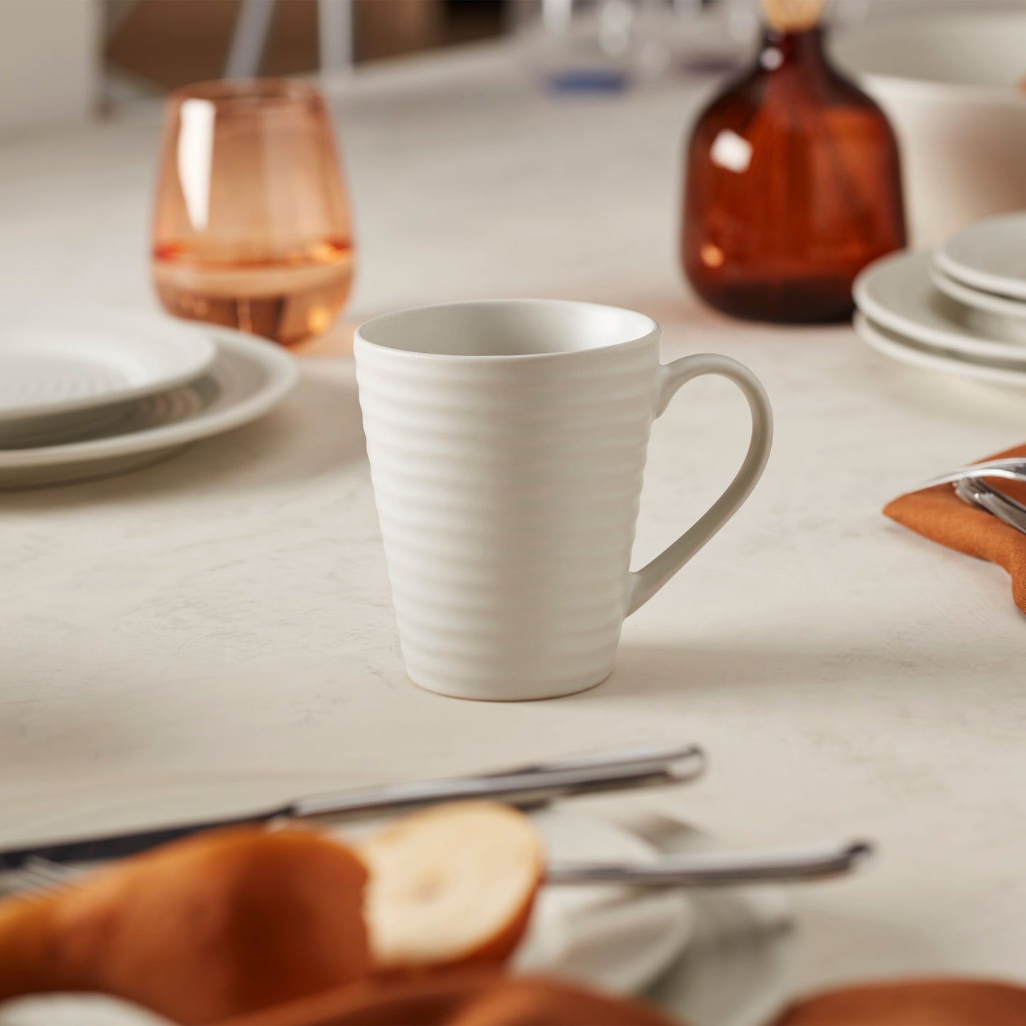 Ridge White Mugs, Set of 4