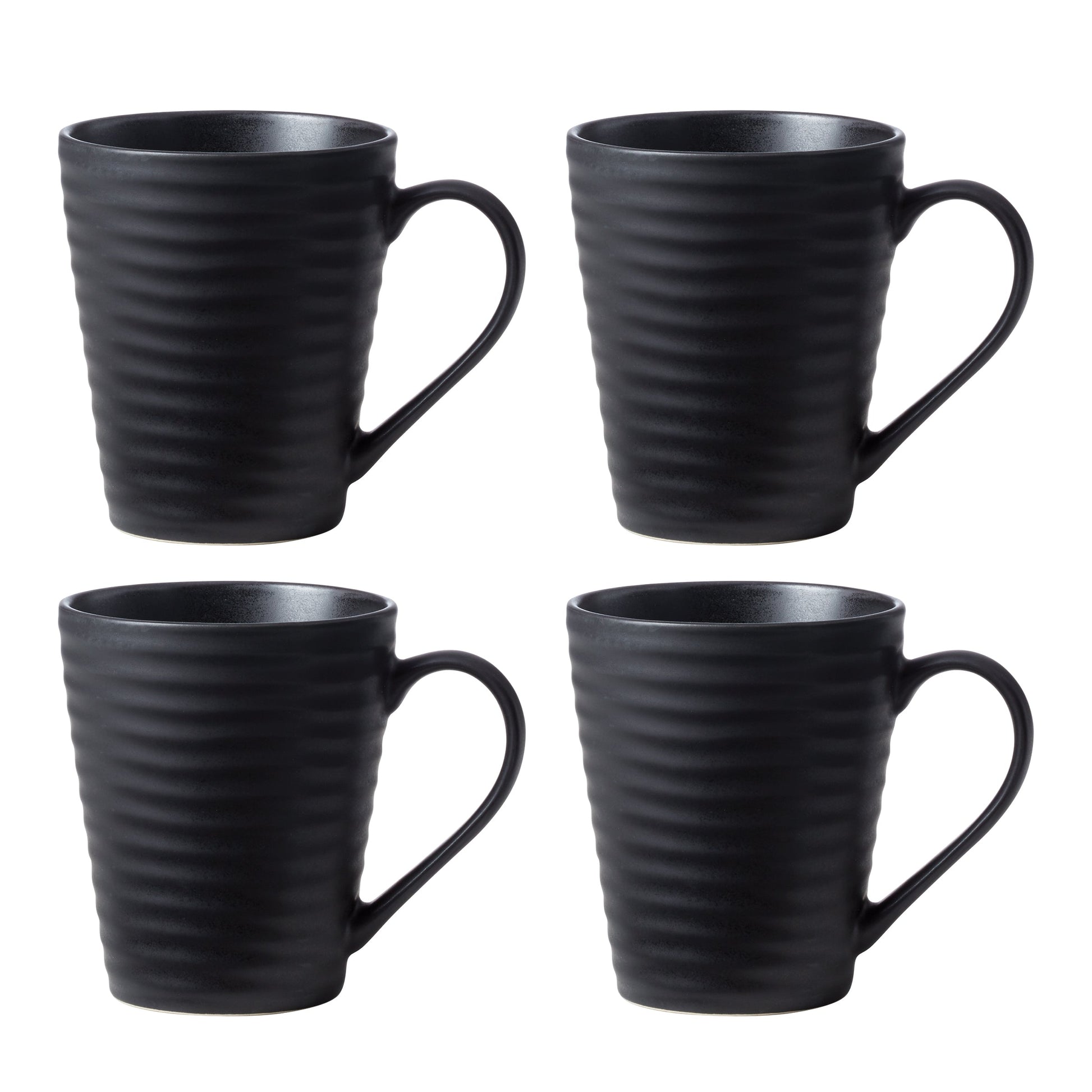 Ridge Black Mugs, Set of 4