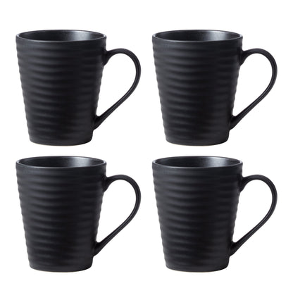 Ridge Black Mugs, Set of 4