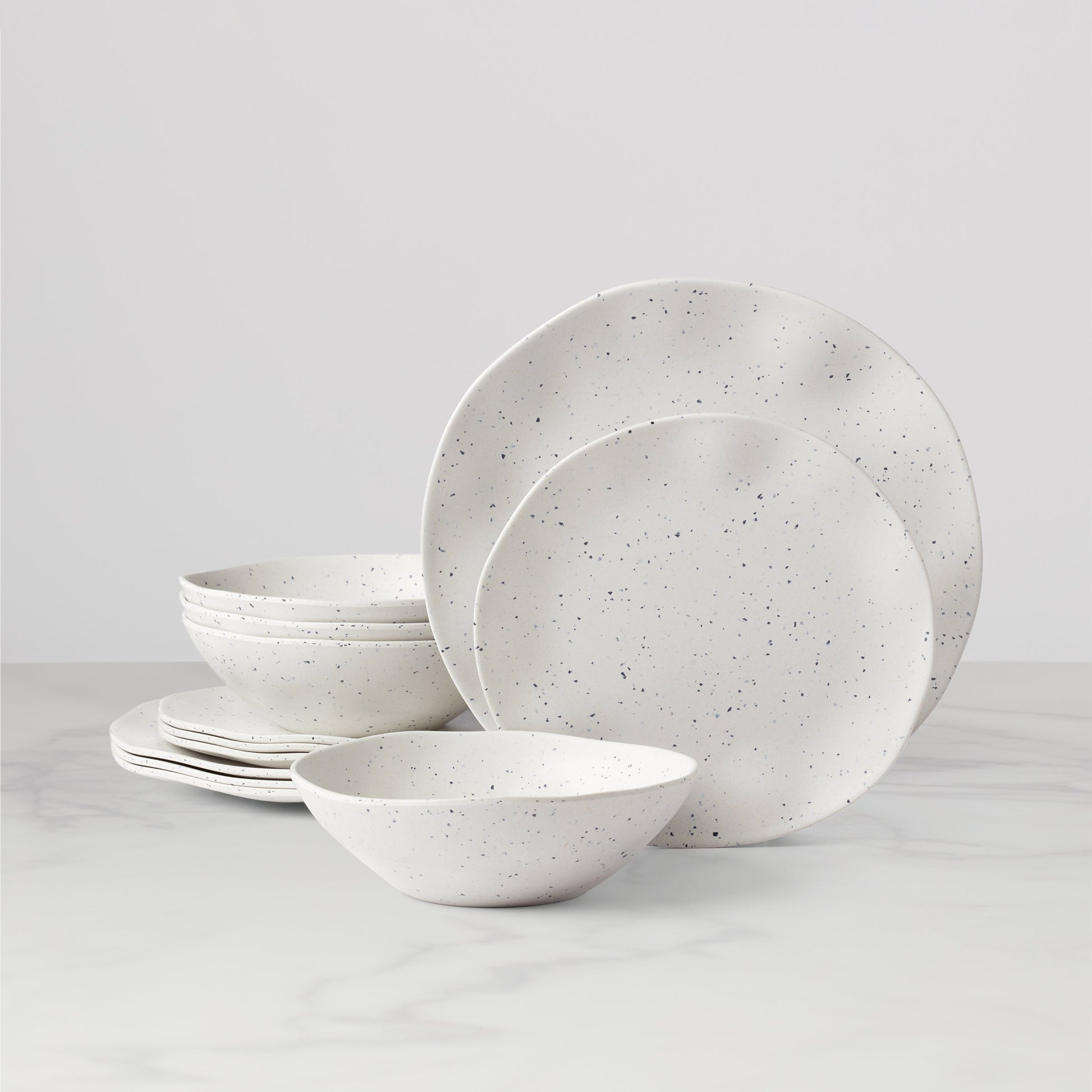 Terrazzo Melamine Cream 12-Piece Dinnerware Set