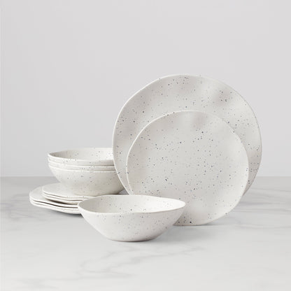 Terrazzo Melamine Cream 12-Piece Dinnerware Set