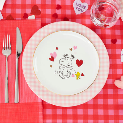 Gingham Pink Dinner Plates, Set of 4