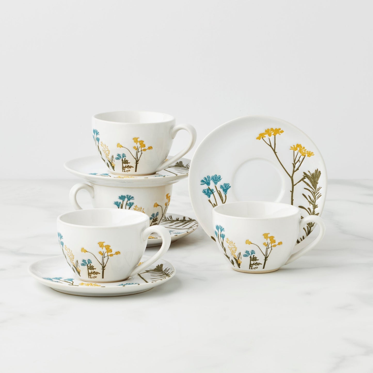 Wildflowers 8-Piece Espresso Cups & Saucers Set