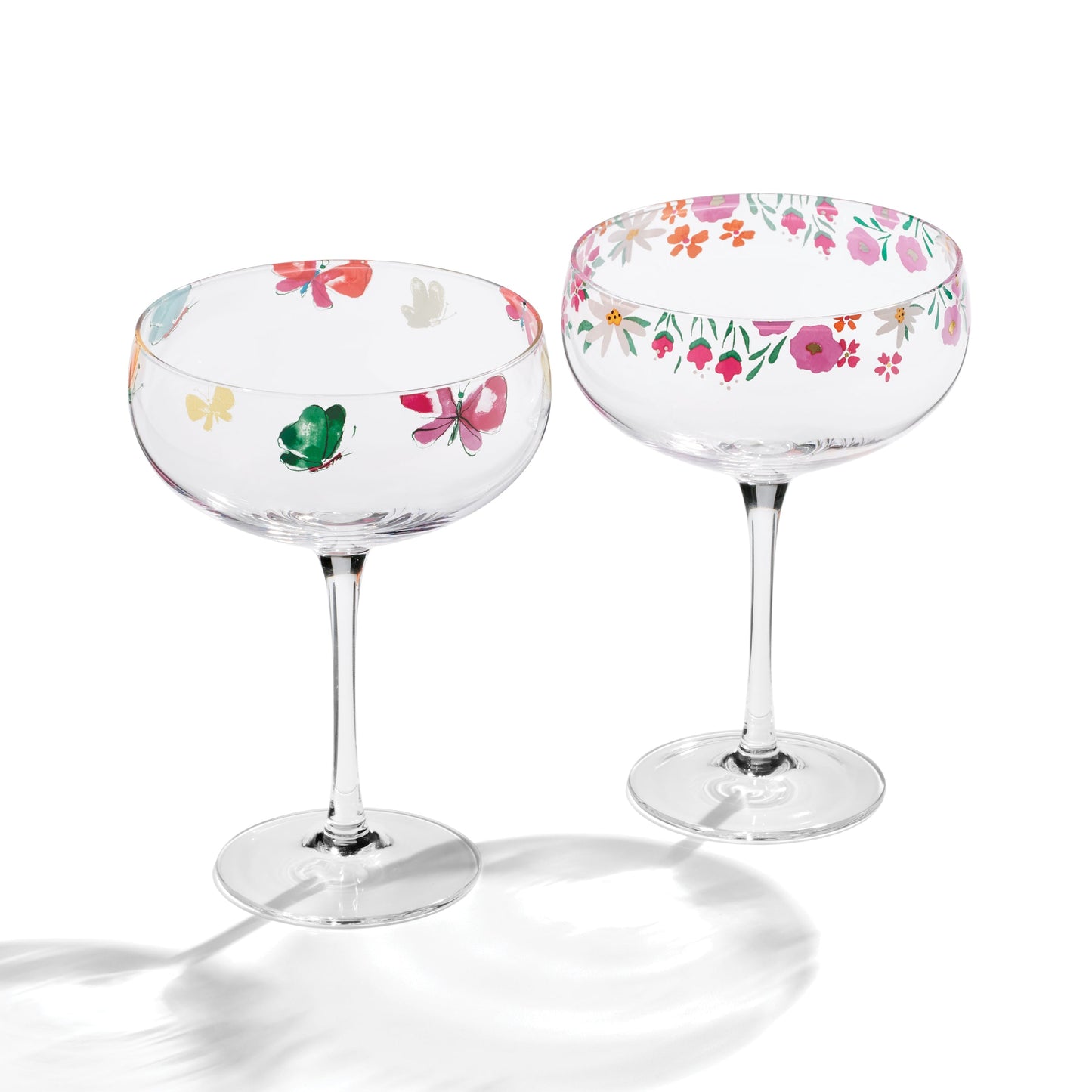 Floral Brights Coupe Glasses, Set of 2