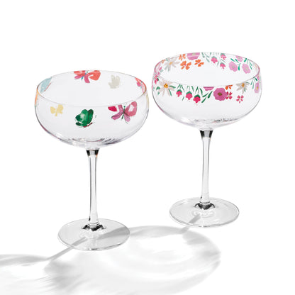 Floral Brights Coupe Glasses, Set of 2