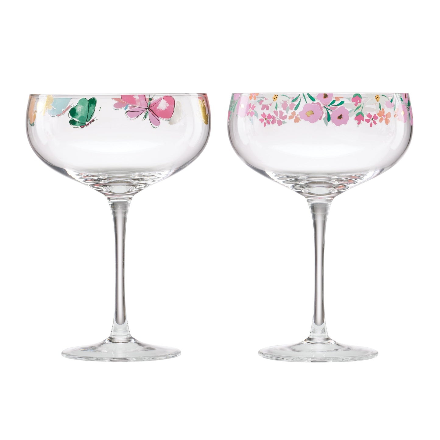 Floral Brights Coupe Glasses, Set of 2