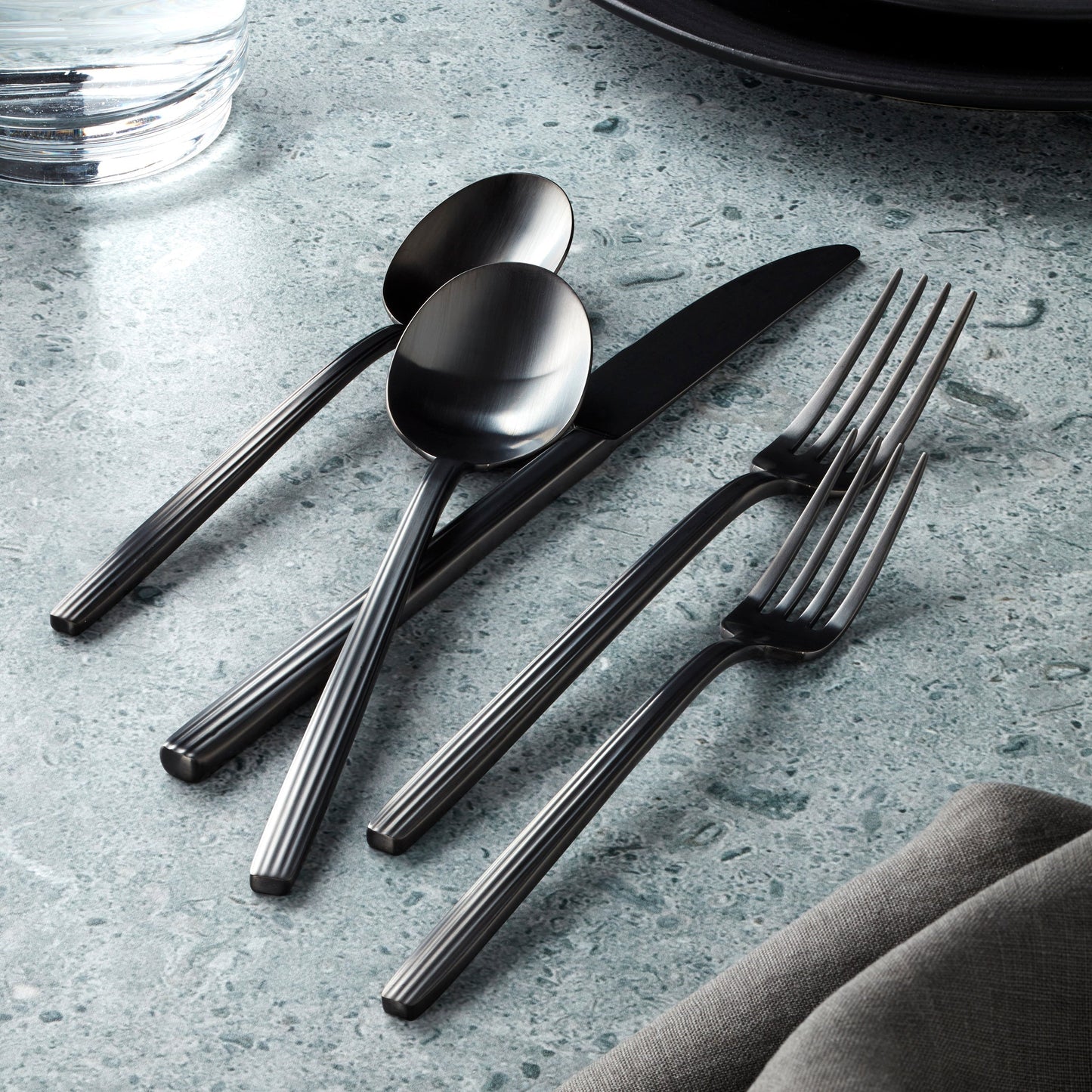 Dean Black Satin 20-Piece Flatware Set