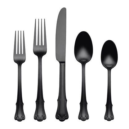 James Street Black Satin 20-Piece Flatware Set