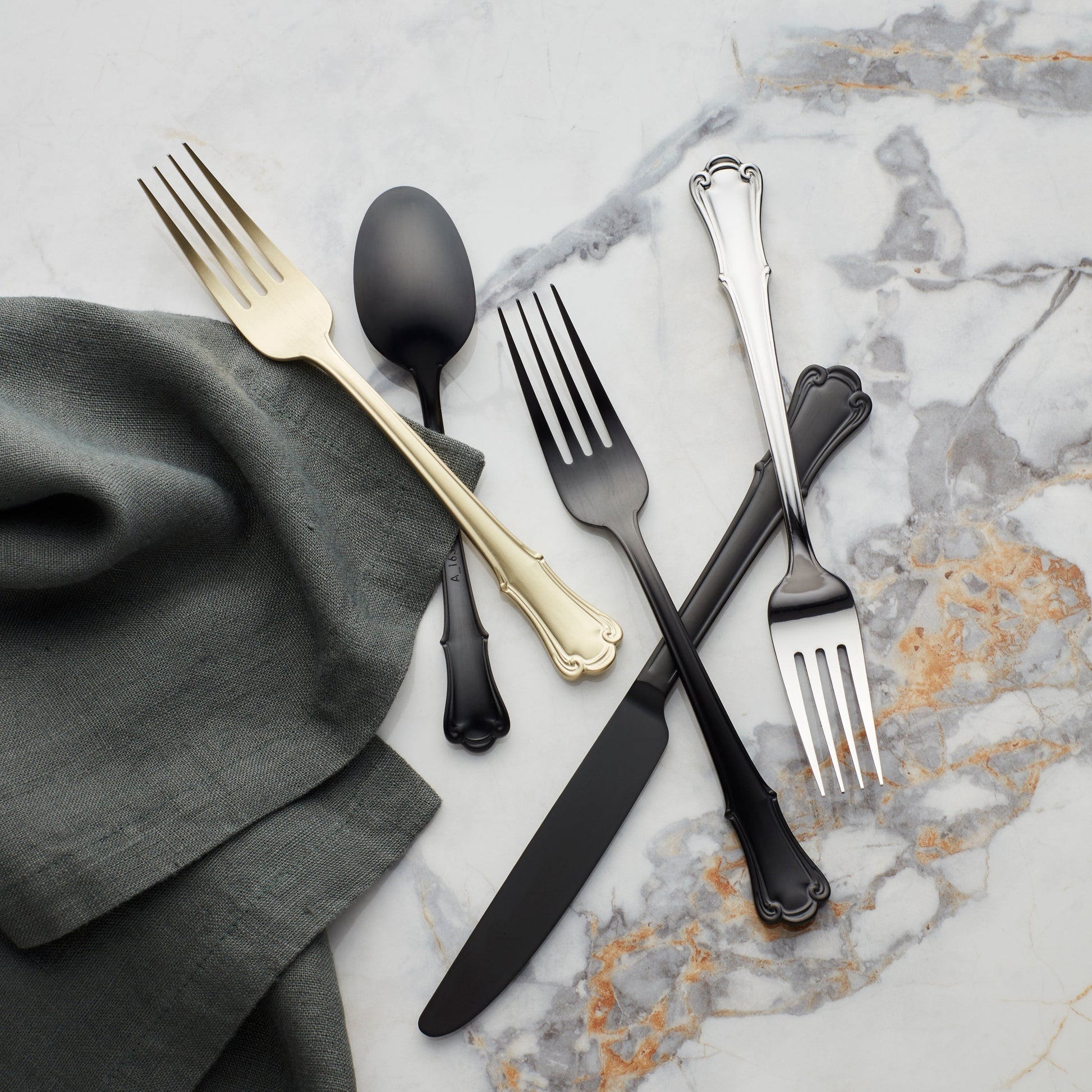 James Street Black Satin 20-Piece Flatware Set
