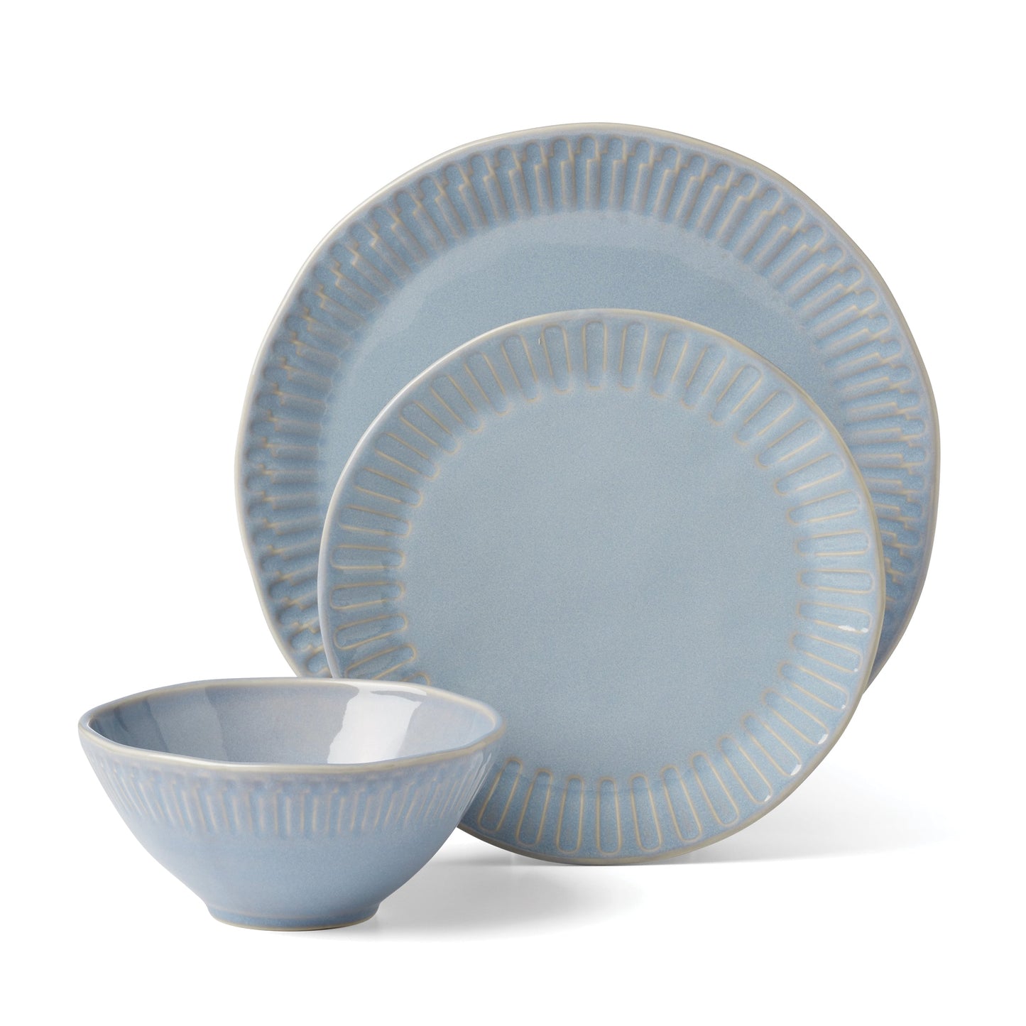 Artisanal Stripe Blue 12-Piece Dinnerware Set