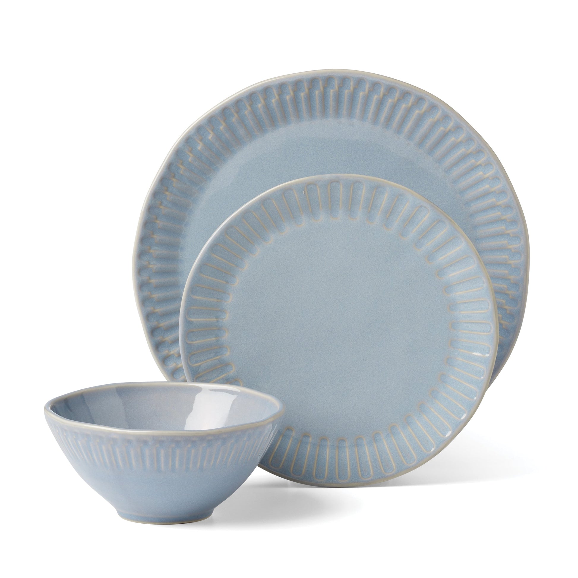 Artisanal Stripe Blue 12-Piece Dinnerware Set