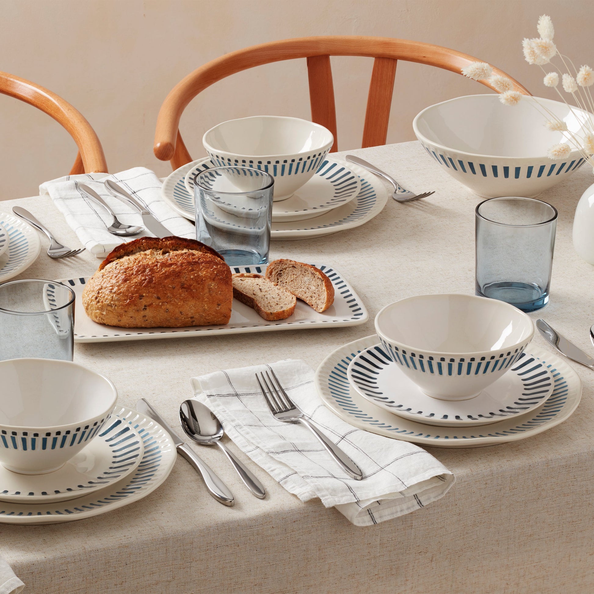 Artisanal Stripe 12-Piece Dinnerware Set