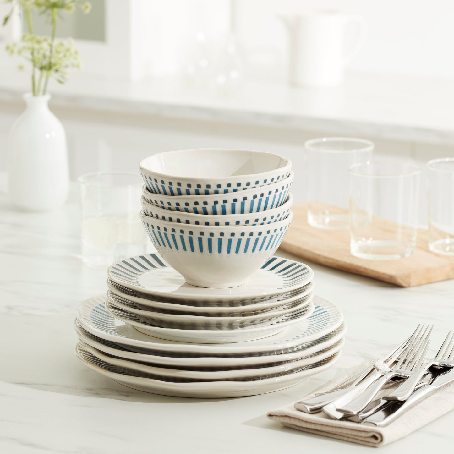 Artisanal Stripe 12-Piece Dinnerware Set