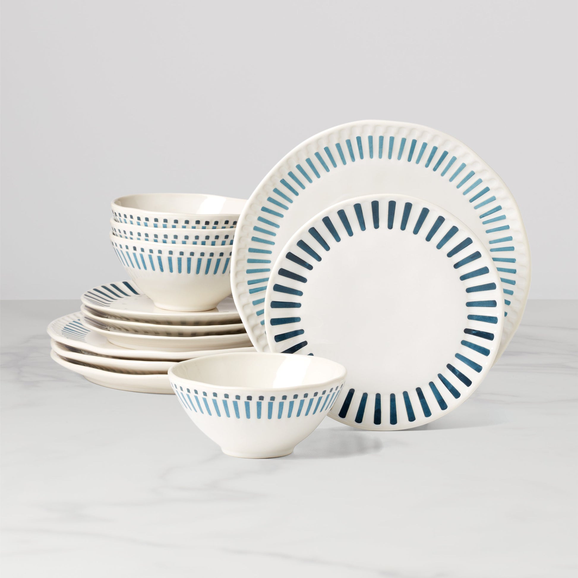 Artisanal Stripe 12-Piece Dinnerware Set