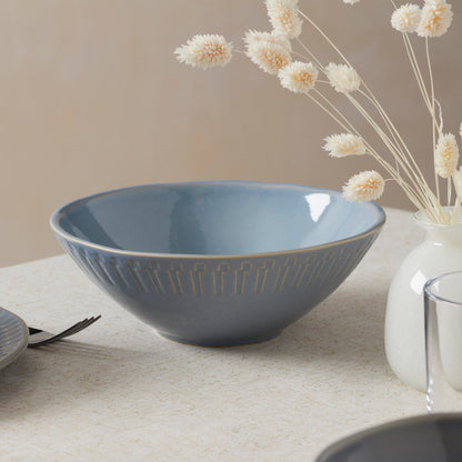 Artisanal Stripe Blue Serving Bowl