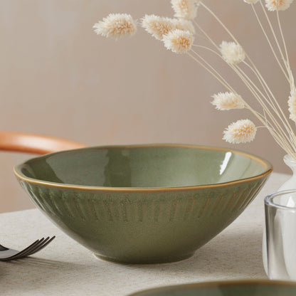 Artisanal Stripe Green Serving Bowl