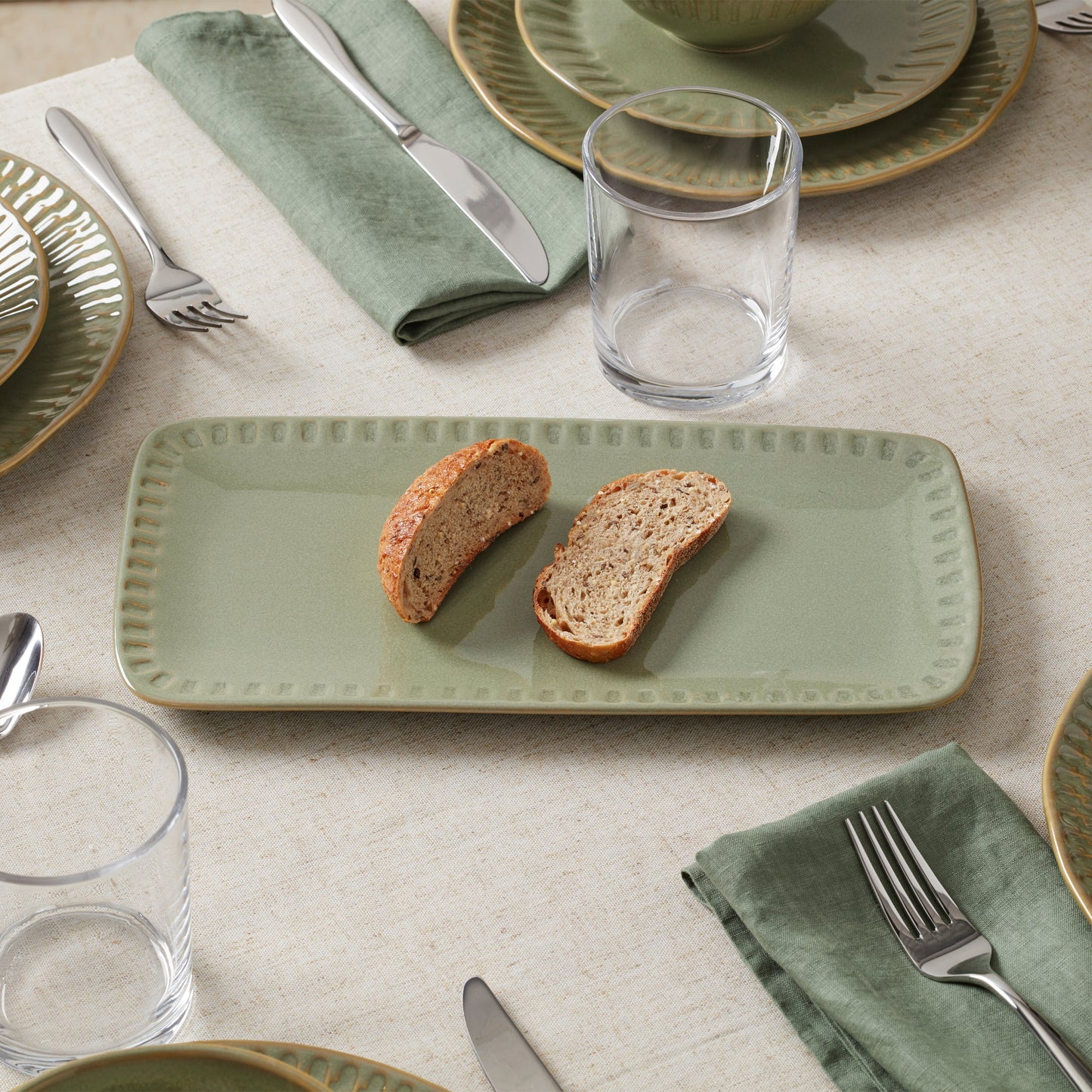Artisanal Stripe Green Hors d'Oeuvres Tray