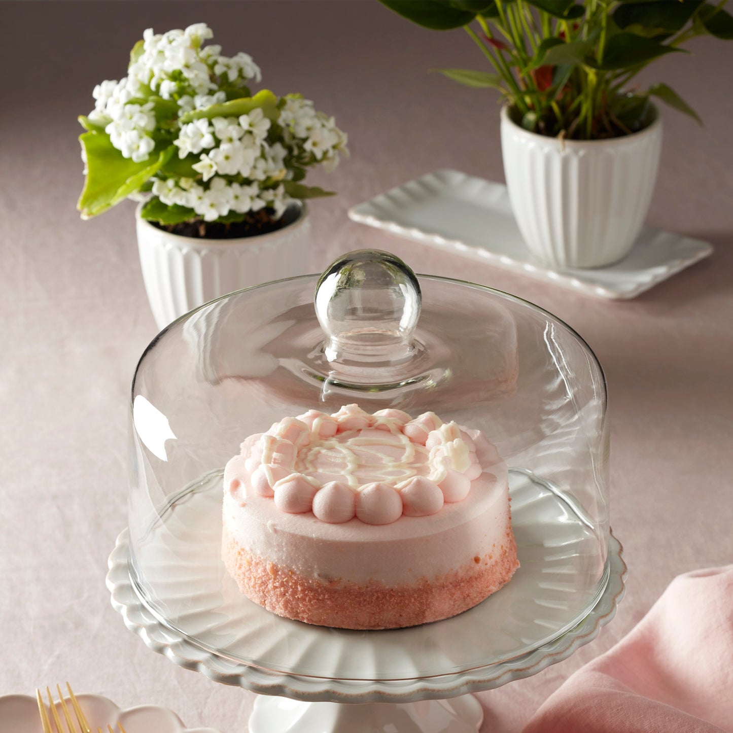 French Perle Scallop White 3-Piece Herb Pot Set