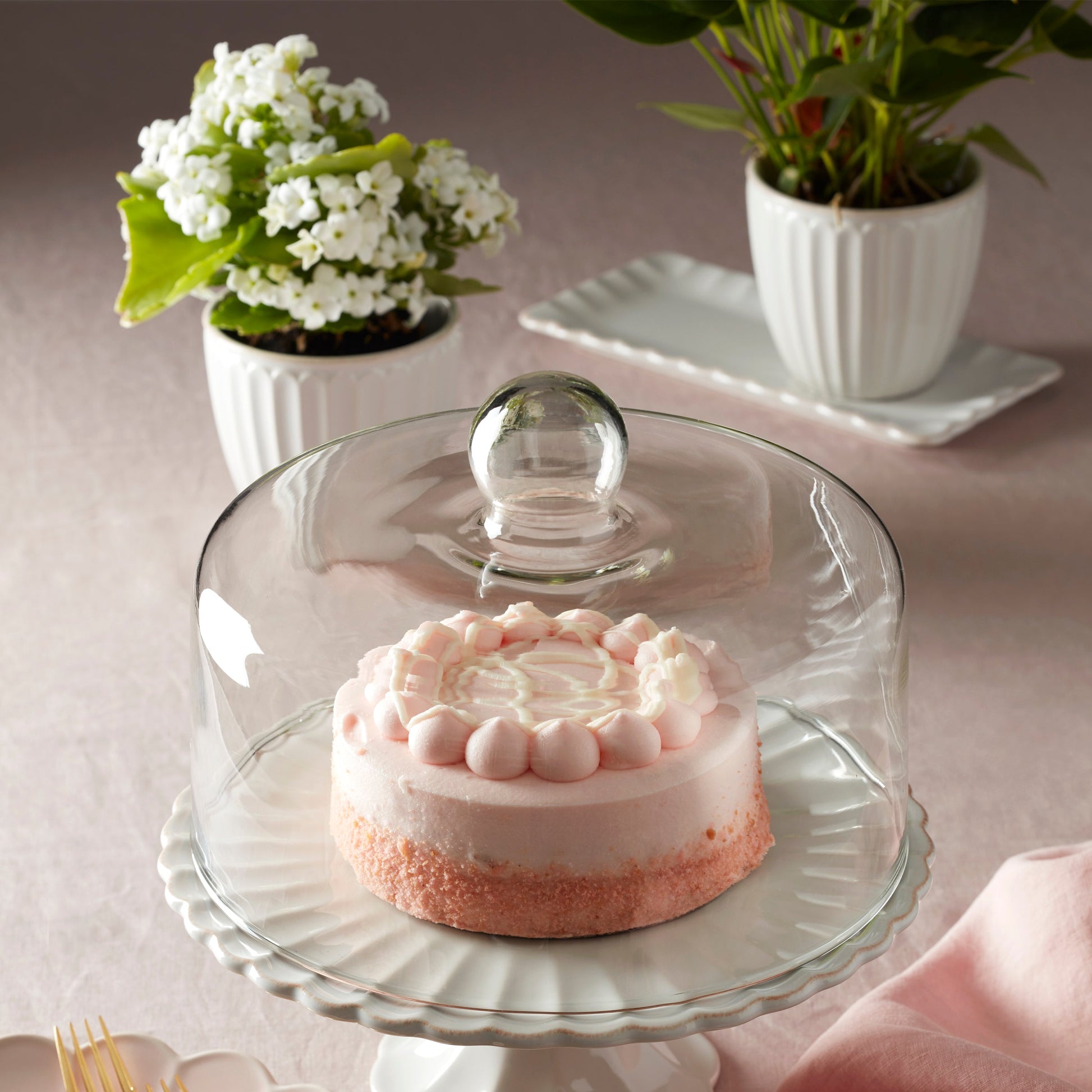 French Perle Scallop White 3-Piece Herb Pot Set