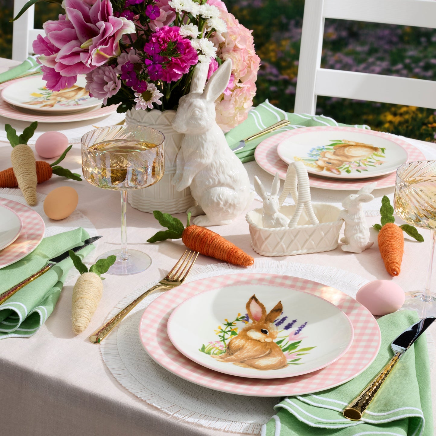 Gingham Pink Dinner Plates, Set of 4