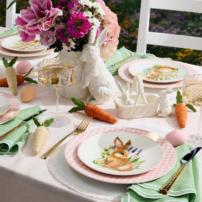 Gingham Pink Dinner Plates, Set of 4