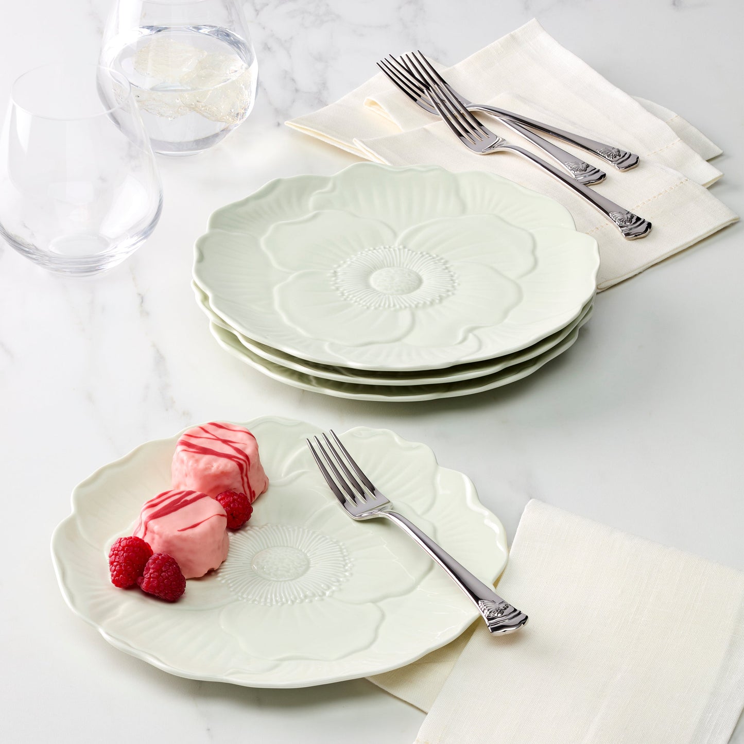 Butterfly Meadow Floral Green Accent Plates, Set of 4