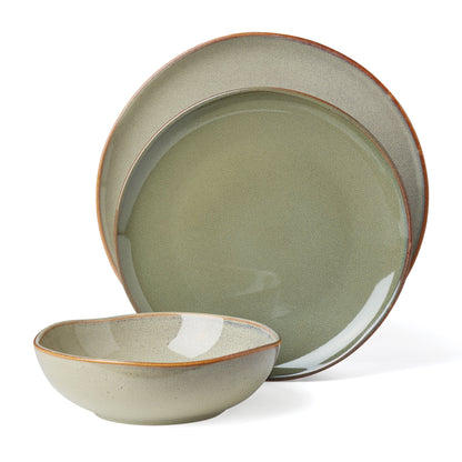 Organic Shades Sage Green 12-Piece Dinnerware Set
