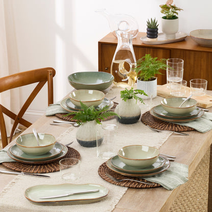 Organic Shades Sage Green 12-Piece Dinnerware Set