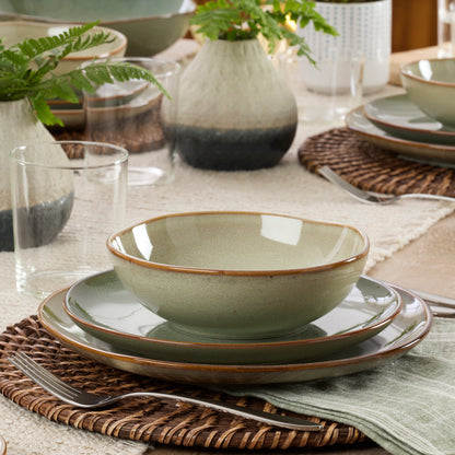 Organic Shades Sage Green 12-Piece Dinnerware Set