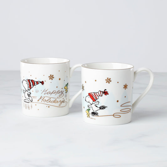 Snoopy Skating Mugs, Set Of 2