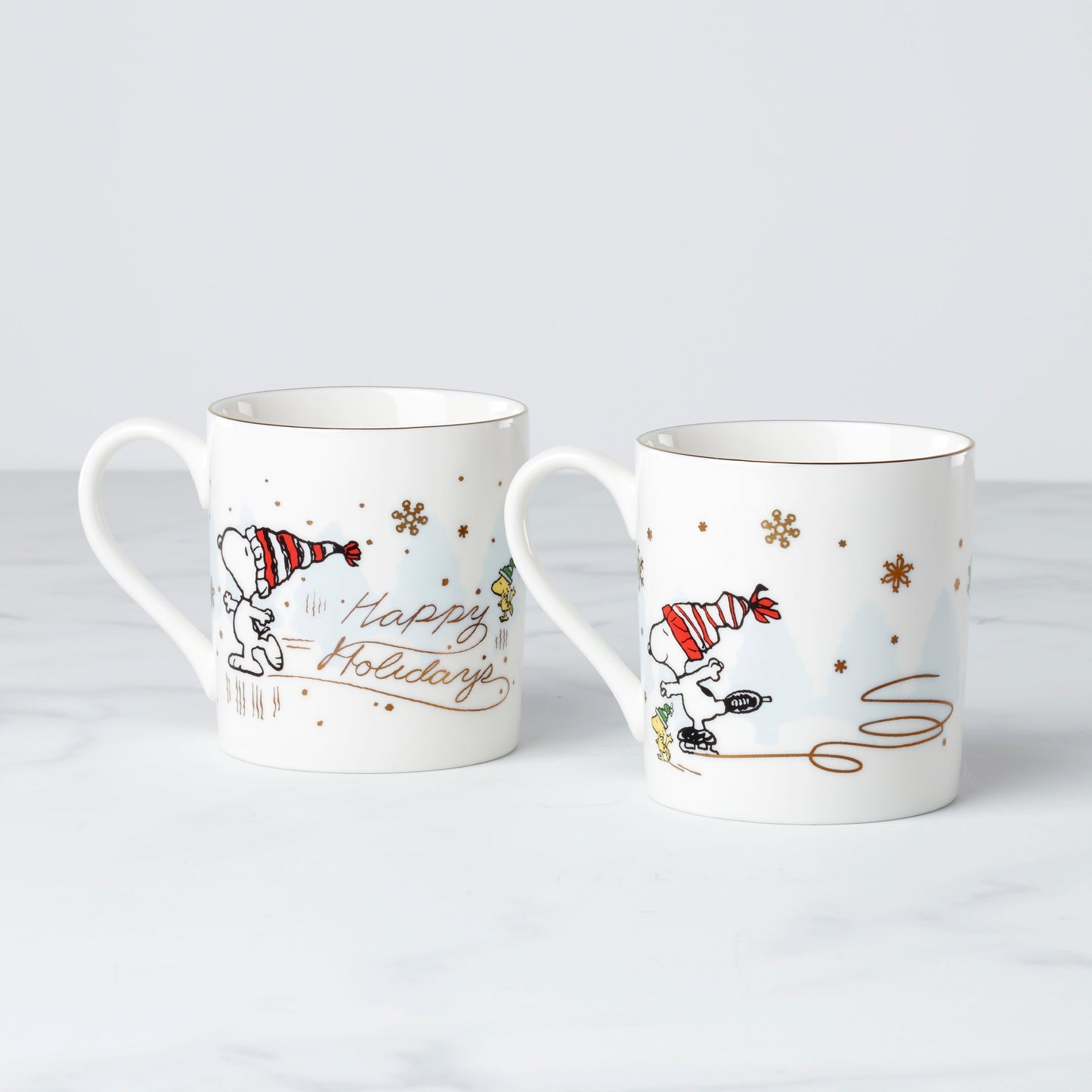 Snoopy Skating Mugs, Set Of 2