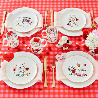 Gingham Pink Dinner Plates, Set of 4