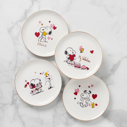 Snoopy Valentine's Day Accent Plates, Set of 4