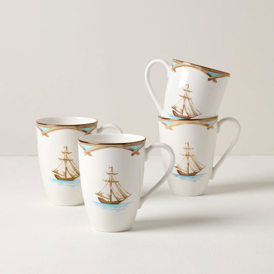 British Colonial Tradewind Mugs, Set of 4