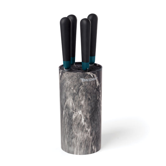 Keen Black Marble 5-Piece Bristle Cutlery Block Set