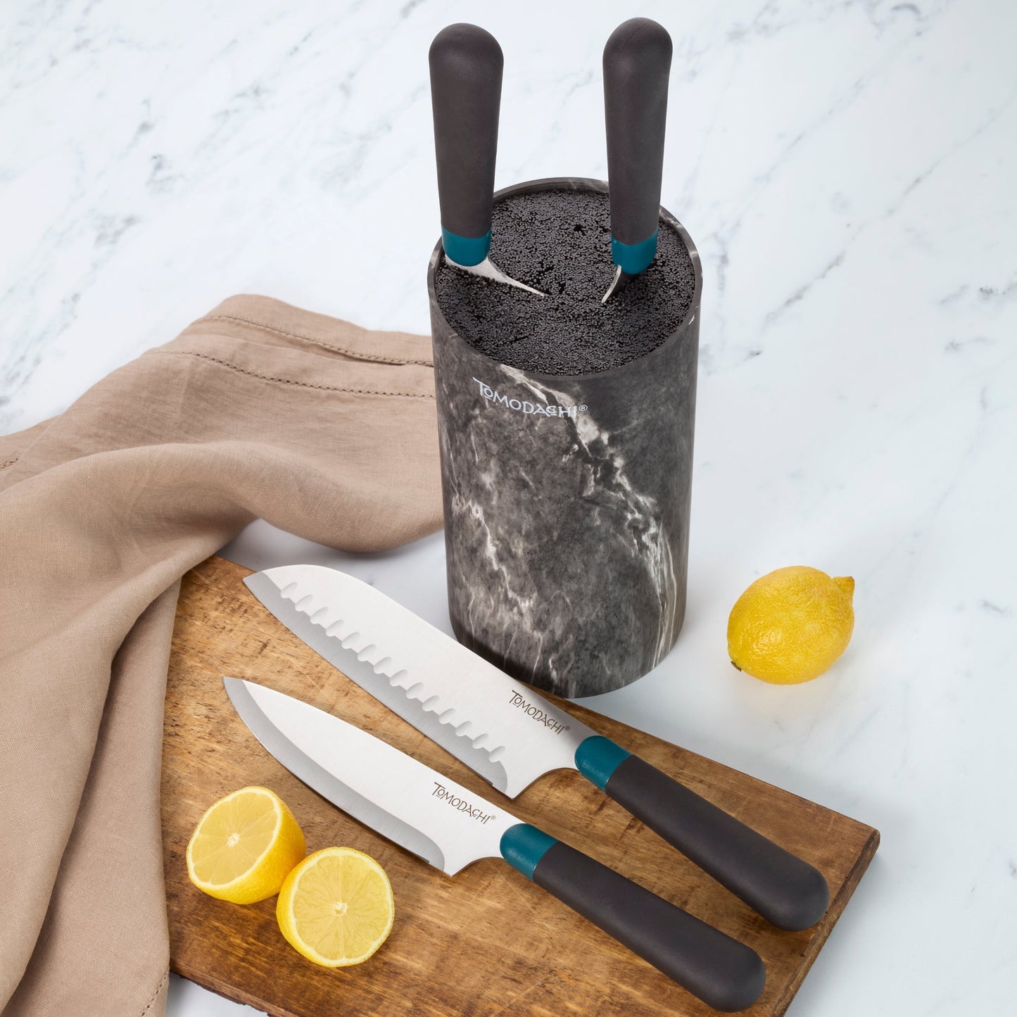 Keen Black Marble 5-Piece Bristle Cutlery Block Set
