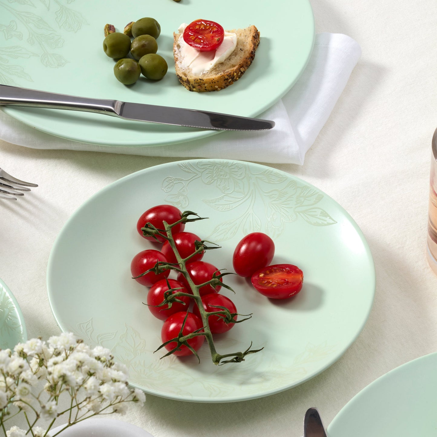 Roseto Soft Sage 12-Piece Dinnerware Set