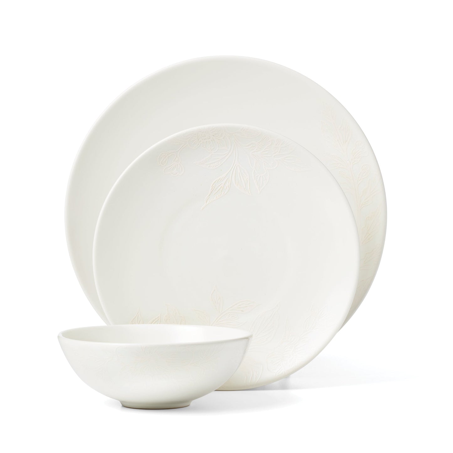 Roseto White 12-Piece Dinnerware Set