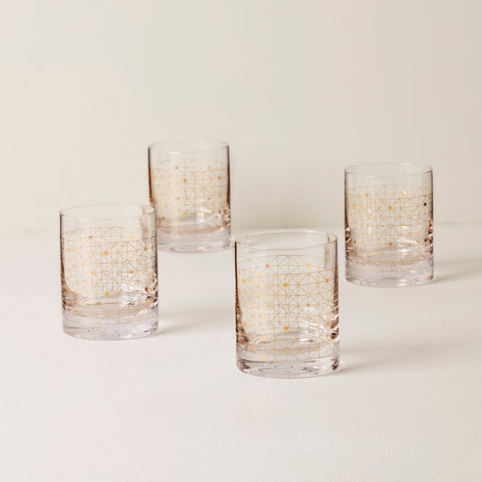 Tuscany Classics Gold Dust Double Old-Fashioned Glasses, Set of 4