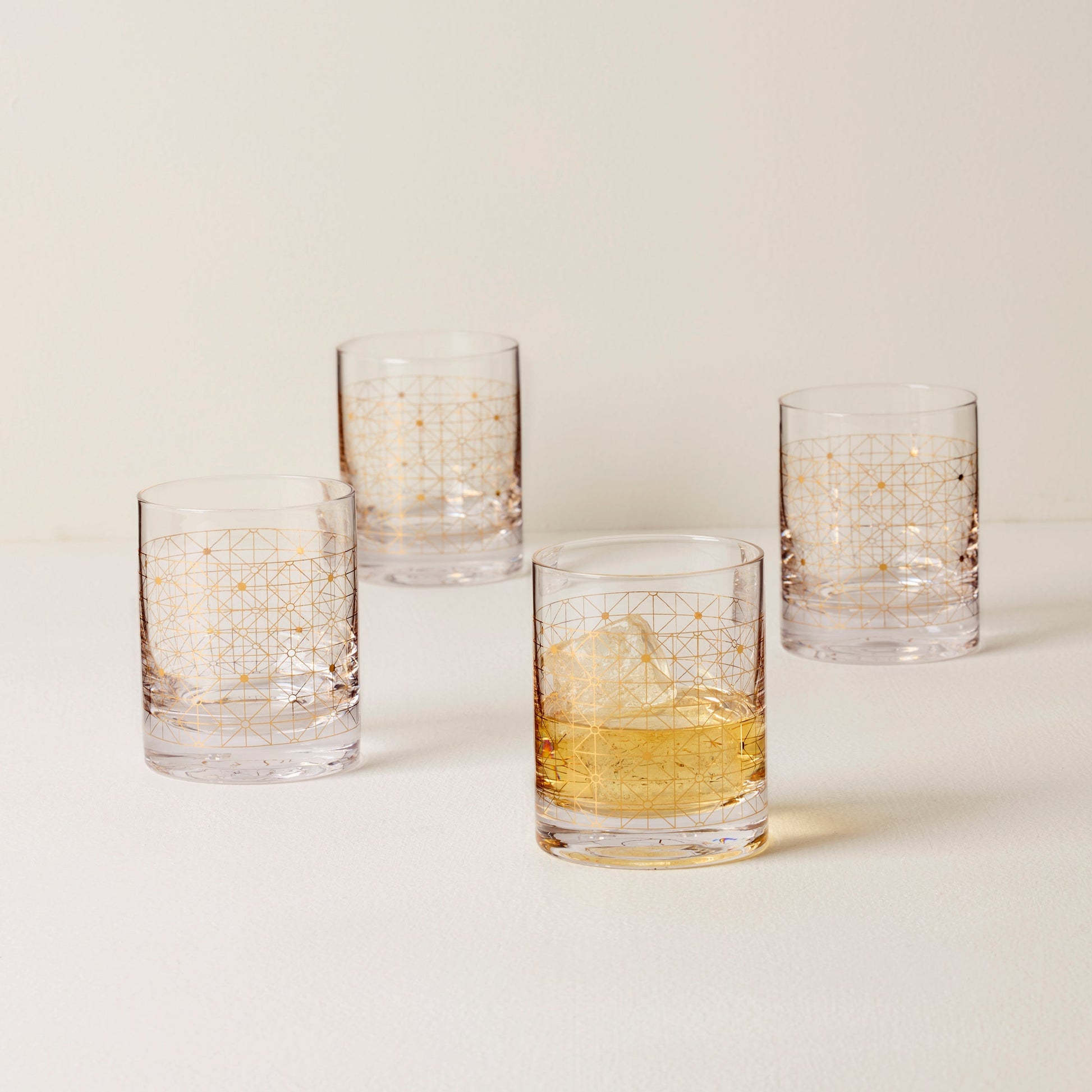 Tuscany Classics Gold Dust Double Old-Fashioned Glasses, Set of 4