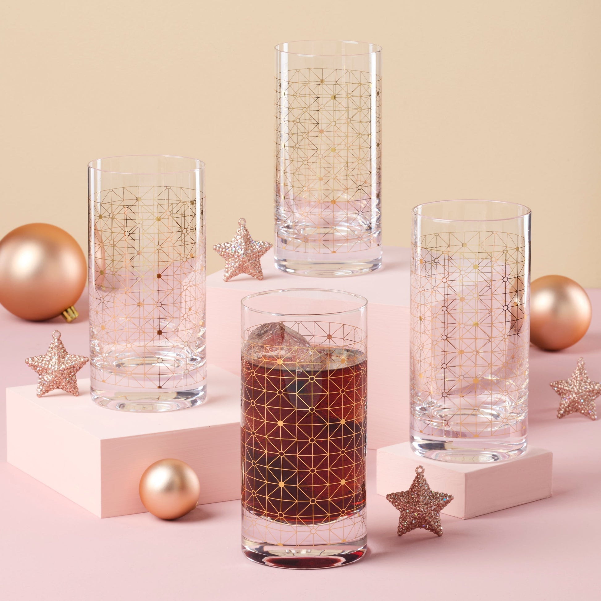 Tuscany Classics Gold Dust Highball Glasses, Set of 4