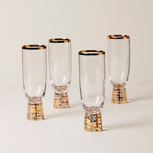 Tuscany Classics Gold Frost Flute Glasses, Set of 4