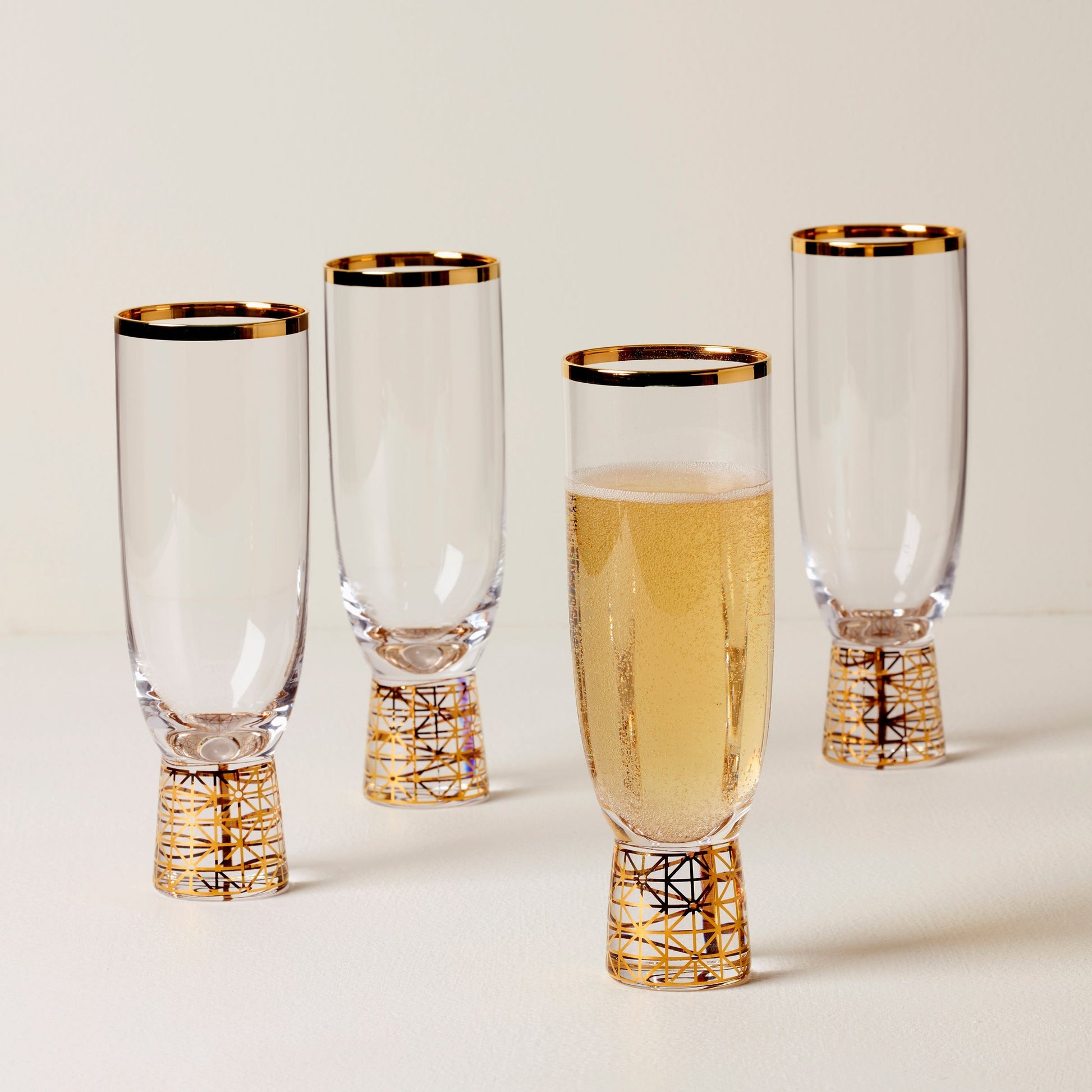 Tuscany Classics Gold Frost Flute Glasses, Set of 4