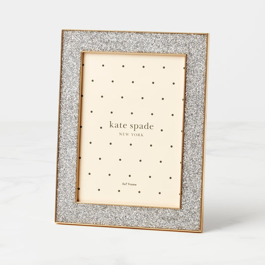 Sitting Pretty Silver Glitter 5x7 Photo Frame
