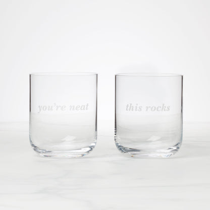This Rocks & You're Neat Double Old-Fashioned Glasses, Set of 2