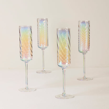 Tuscany Classics Iridescent Flute Glasses, Set of 4
