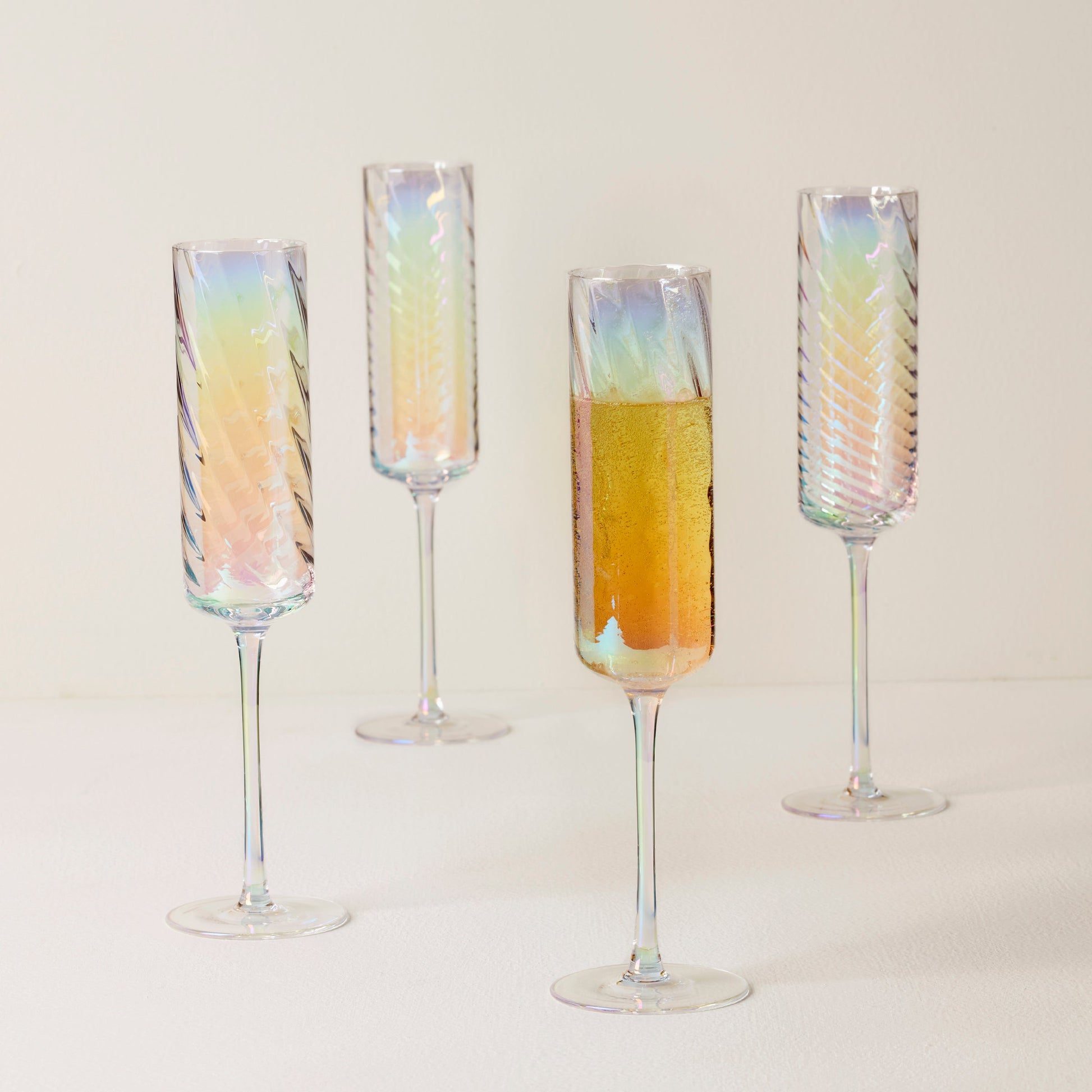 Tuscany Classics Iridescent Flute Glasses, Set of 4