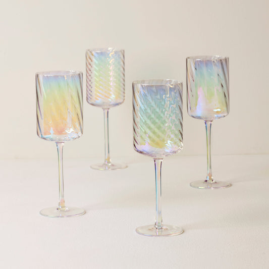 Tuscany Classics Iridescent White Wine Glasses, Set of 4