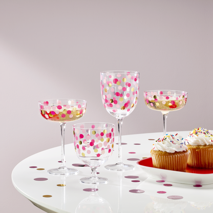 It's Raining Confetti Wine Glasses, Set of 4